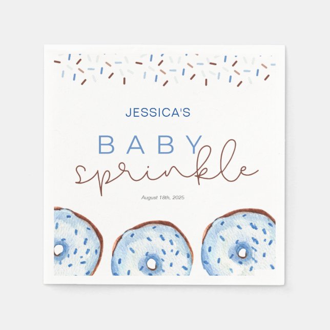 Aquarellblau Donuts Baby Sprinkle Dusche Serviette (Vorderseite)