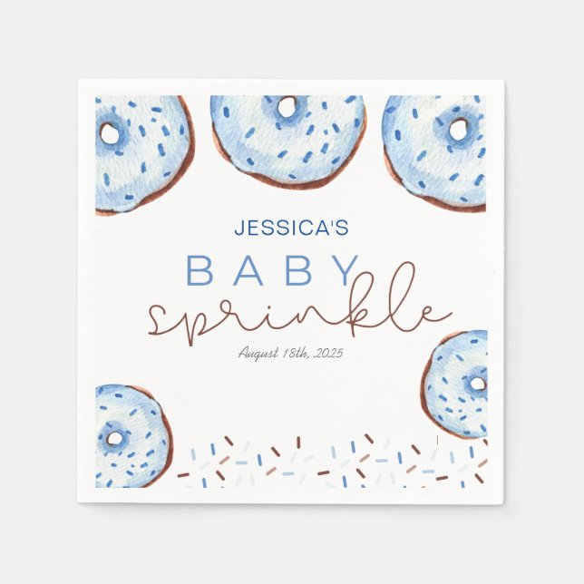 Aquarellblau Donuts Baby Sprinkle Dusche Serviette (Vorderseite)