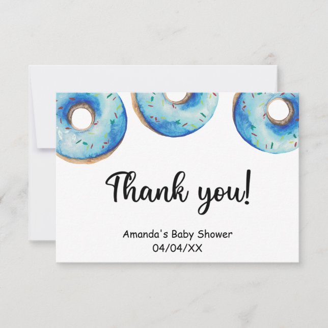 Aquarellblau Donuts Dank Karte (Vorderseite)