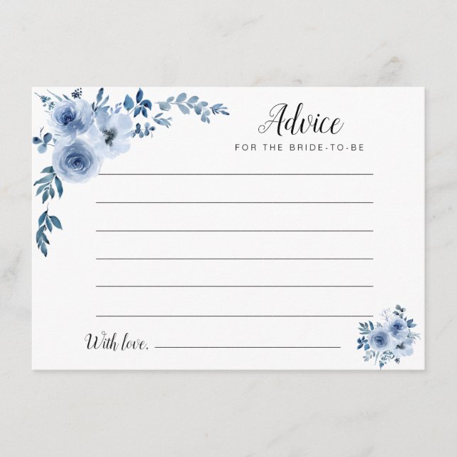 Aquarellblau-dustige Blumenempfehlungen Hinweiskarte (Vorderseite)
