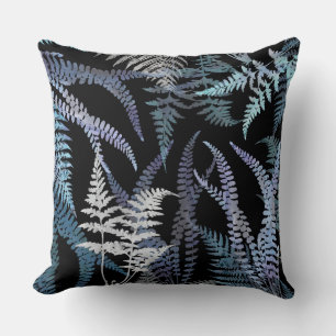 Aquarellblau Ferne Abstraktes botanisches Muster Kissen