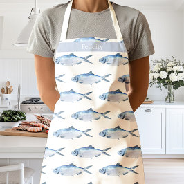 Aquarellblau Fischküste Schürze