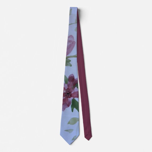 Aquarellblau floral Stilvoll Krawatte (Vorderseite)