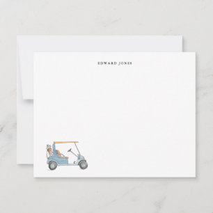 Aquarellblau Golfwagen, Golfer Personalisiert Dankeskarte