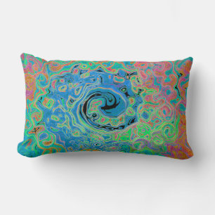 Aquarellblau Groovy Abstrakt Retro Liquid Swirl Lendenkissen