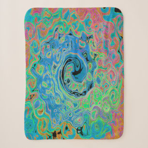 Aquarellblau Groovy Abstrakt Retro Liquid Swirl Sherpadecke