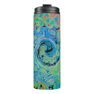 Aquarellblau Groovy Abstrakt Retro Liquid Swirl Thermosbecher