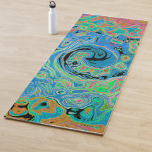 Aquarellblau Groovy Abstrakt Retro Liquid Swirl