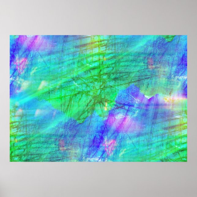 Aquarellblau, grün poster (Vorne)