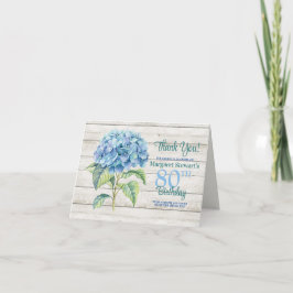 Aquarellblau Hydrangea 80. Geburtstag Dankeskarte