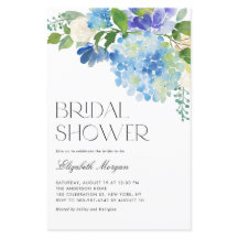 Aquarellblau Hydrangea Bridal Dusche Einladung