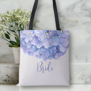 Aquarellblau Hydrangea Pearl Brautparty Tasche