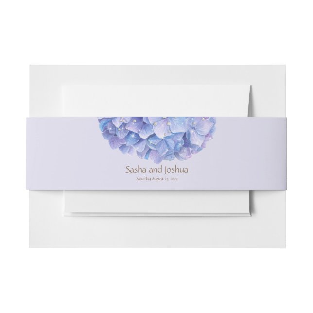 Aquarellblau Hydrangea Pearl Einladungsbanderole (Vorderseite Beispiel)
