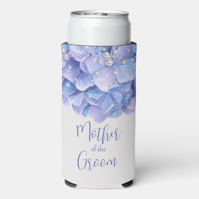Aquarellblau Hydrangea Pearl Selters Dosenkühler (Seltzer Rückseite)