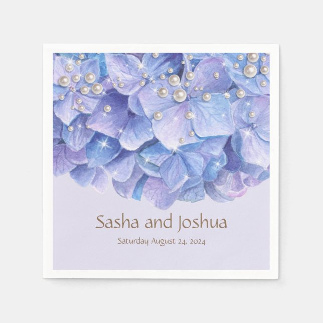 Aquarellblau Hydrangea Pearl Serviette (Vorderseite)