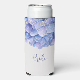 Aquarellblau Hydrangea Perls Brautparty Selters Dosenkühler