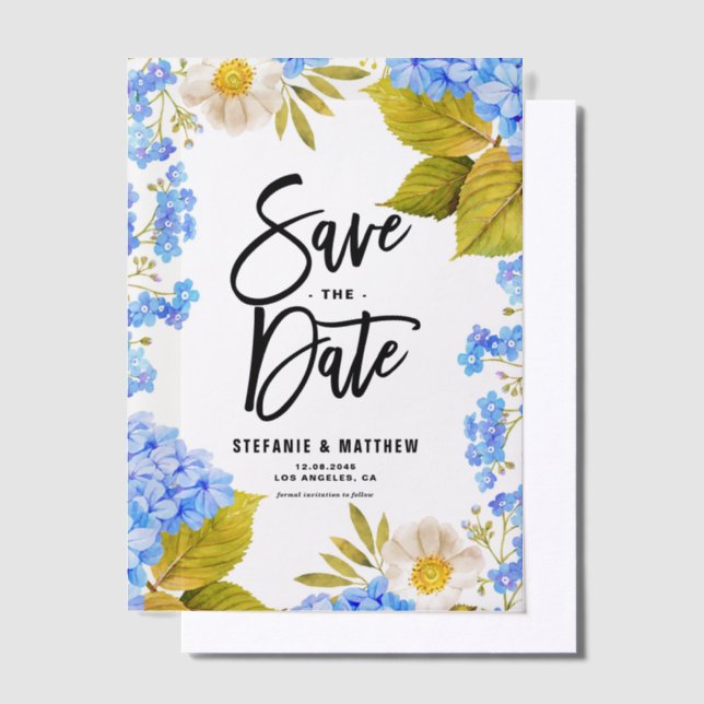 Aquarellblau Hydrangea Save the Date (Versetzt)