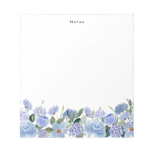 Aquarellblau-Hydrangeas Personalisiert Notepad Notizblock
