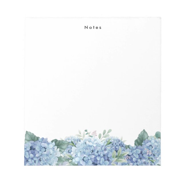 Aquarellblau-Hydrangeas Personalisiert Notepad Notizblock (Vorderseite)