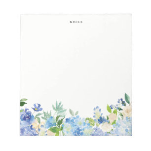 Aquarellblau-Hydrangeas Personalisiert Notepad Notizblock