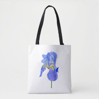 Aquarellblau Iris Blume Totbeutel Tasche