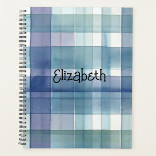 Aquarellblau Kariert Planer
