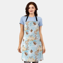 Aquarellblau Karierte Weihnachtskekse & Pudding Schürze