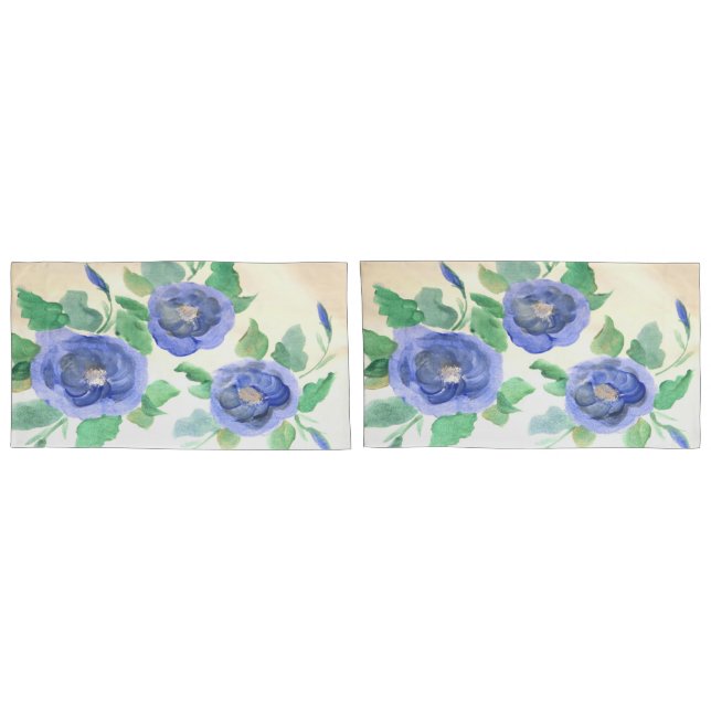Aquarellblau Kissenbezug (Rückseite-Set)