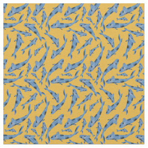 Aquarellblau Koi Fischgelbes Muster Stoff