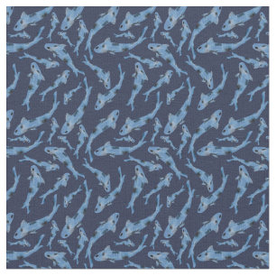 Aquarellblau-Koi-Fischmuster Stoff