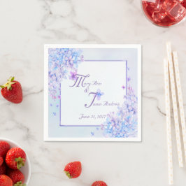 Aquarellblau Lila Lilac Blume Papier Napkins Serviette