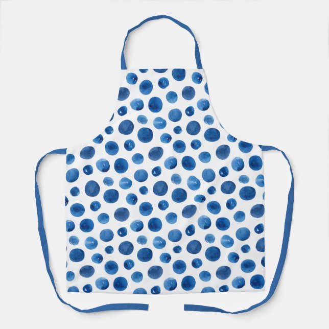 Aquarellblau-Marinepolka-Punkte. Modernes Muster Schürze (Vorderseite)