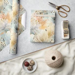 Aquarellblau-Pfirsichgelb-Pfirsichgelb-Frühling Geschenkpapier