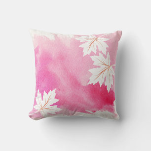 Aquarellblau pinkfarbener Ahorn Blätter modern Kissen Für Draußen