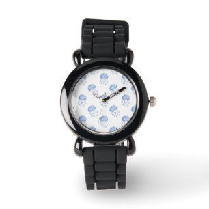 Aquarellblau-Quallen-Stranddesign Armbanduhr