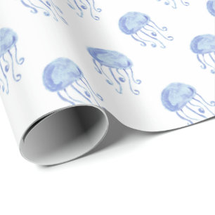Aquarellblau-Quallen-Stranddesign Geschenkpapier