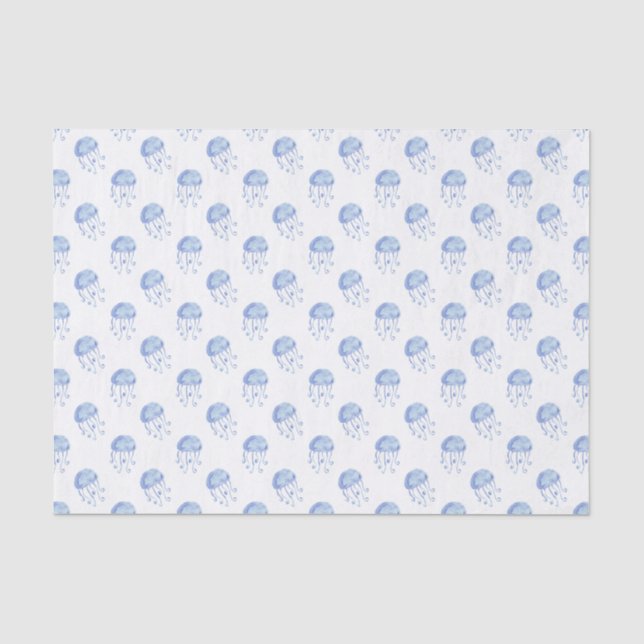 Aquarellblau-Quallen-Stranddesign Seidenpapier (Vorderseite)