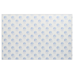Aquarellblau-Quallen-Stranddesign Stoff