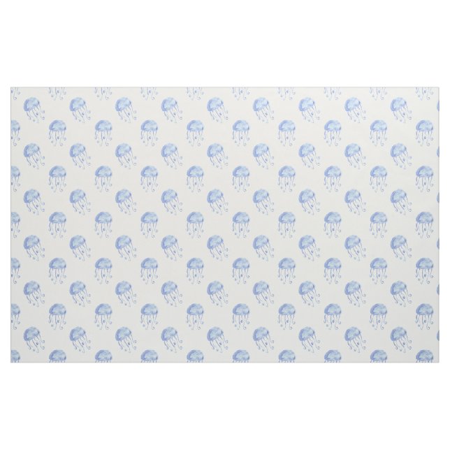 Aquarellblau-Quallen-Stranddesign Stoff (Fat Quarter (45,7 x 55,9 cm))