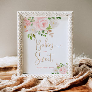 Aquarellblau Rosa Blütenblüte Kinder sind süß Poster