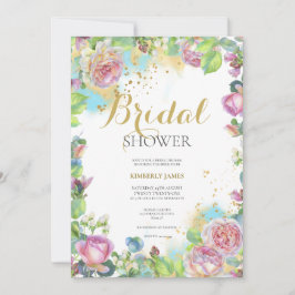 Aquarellblau Rose Bridal Dusche Einladung