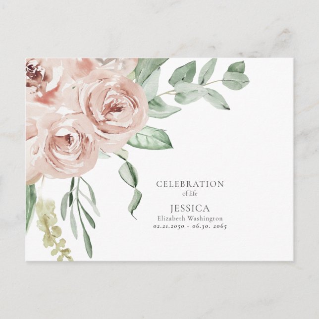 Aquarellblau - Rose zum Feiern des Lebens Postkarte (Vorderseite)