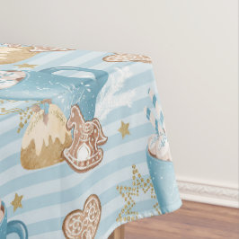 Aquarellblau Streifen Cookies & Kakao Weihnachten Tischdecke