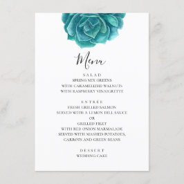 Aquarellblau sukkulent. Aquamarine Hochzeit. botan Menükarte