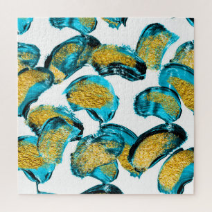 Aquarellblau, Türkis, Goldkunst.