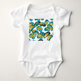Aquarellblau, Türkis, Goldkunst. Baby Strampler