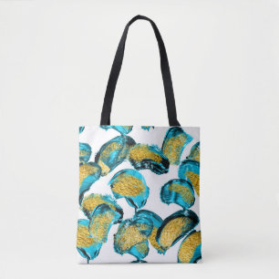 Aquarellblau, Türkis, Goldkunst. Tasche