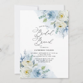 Aquarellblau und Elfenbeinfarben Rose Bridal Brunc Einladung