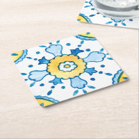 Aquarellblau und gelb marokkanisches Fliesenmuster