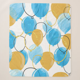 Aquarellblau und glitzernde Goldballons nahtlos Sherpadecke